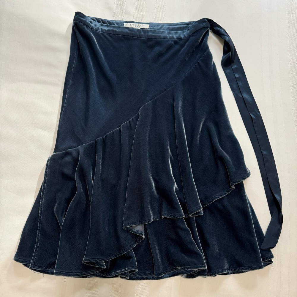 Vintage Nougat London Silk Blend Velvet Asym Ruffle Skirt Whimsigoth S - Picture 4 of 17